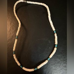 Vintage White Shell & Turquoise Surfers Necklace